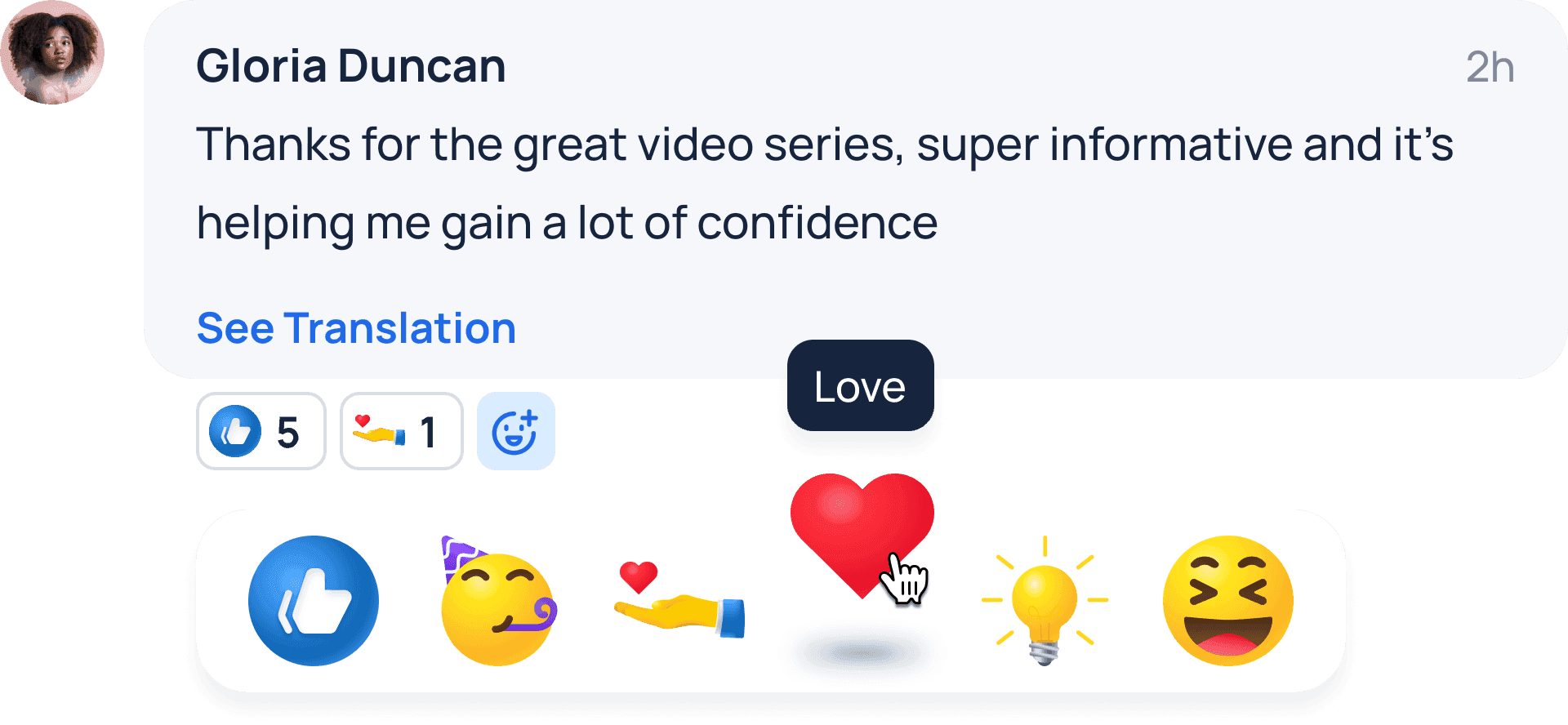 Emoji-Reaktionen auf einen JobDone-Circle-Beitrag