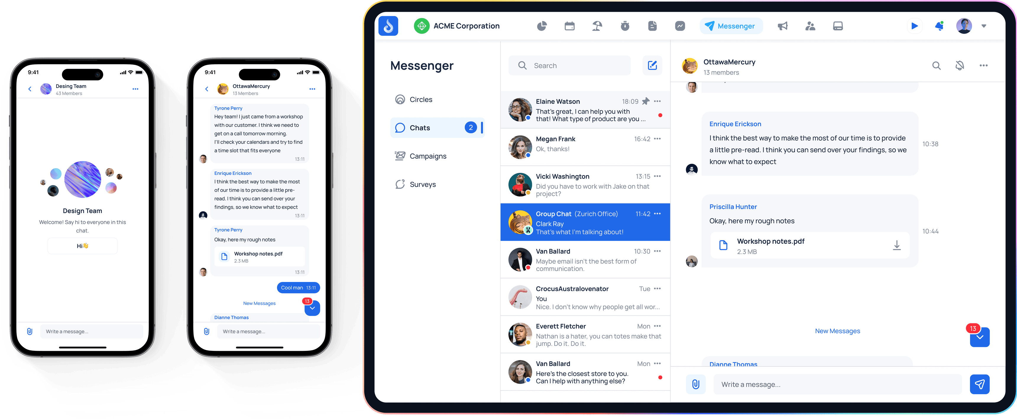 JobDone-Gruppenchats auf Mobilgerät und Desktop