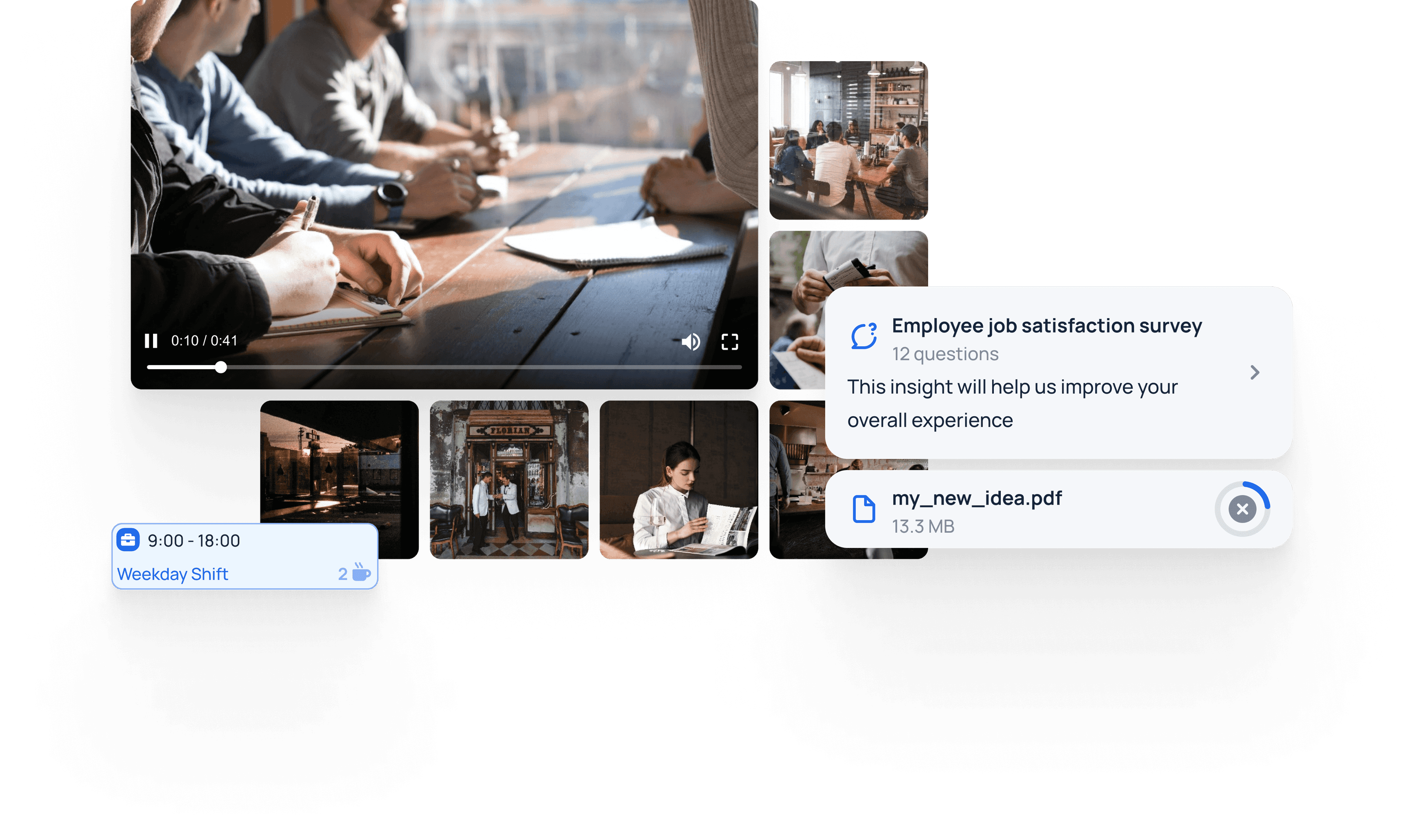Videos, Fotos, Dateien und Umfragen in einem JobDone-Circle-Beitrag