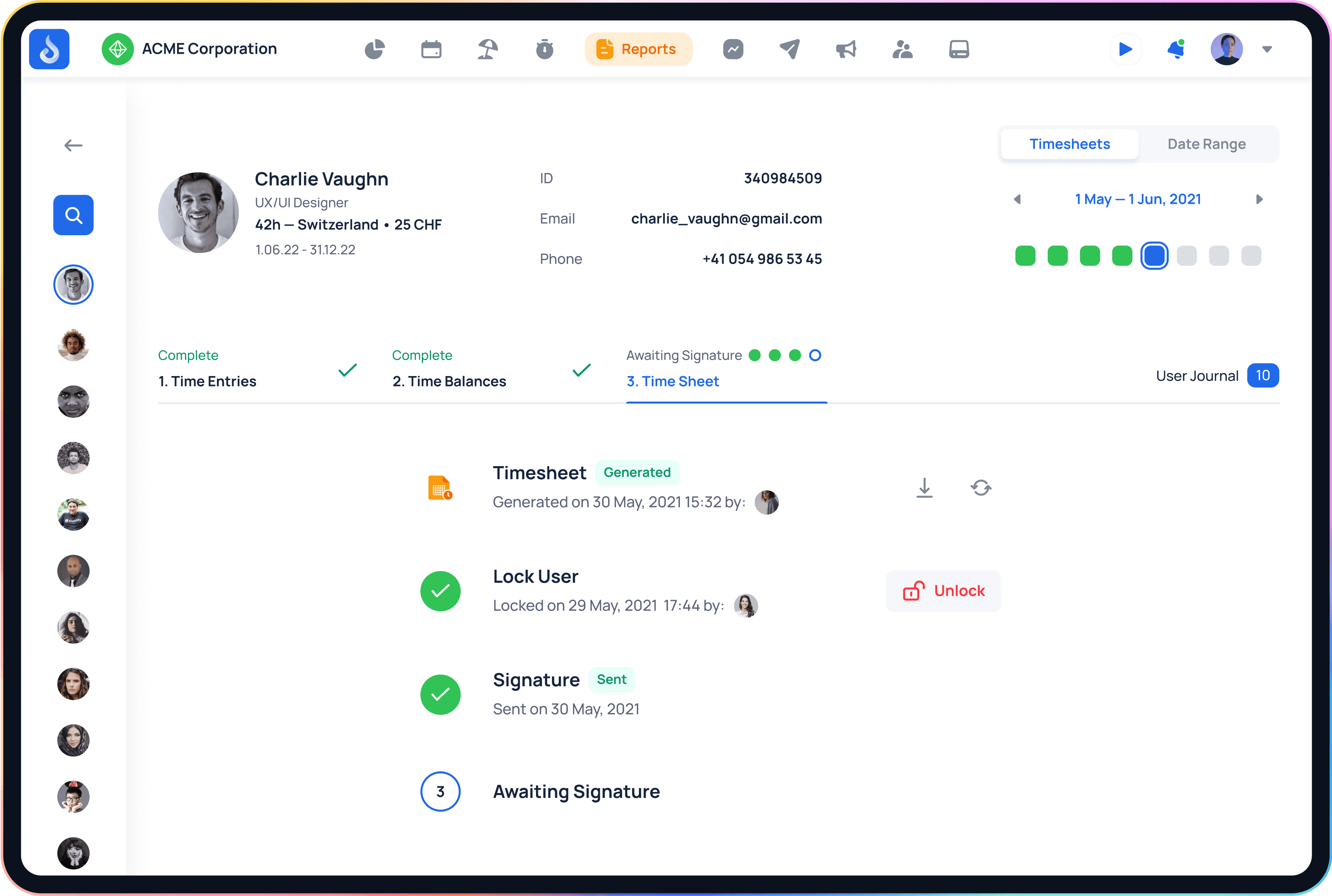 JobDone payroll and timesheet interface