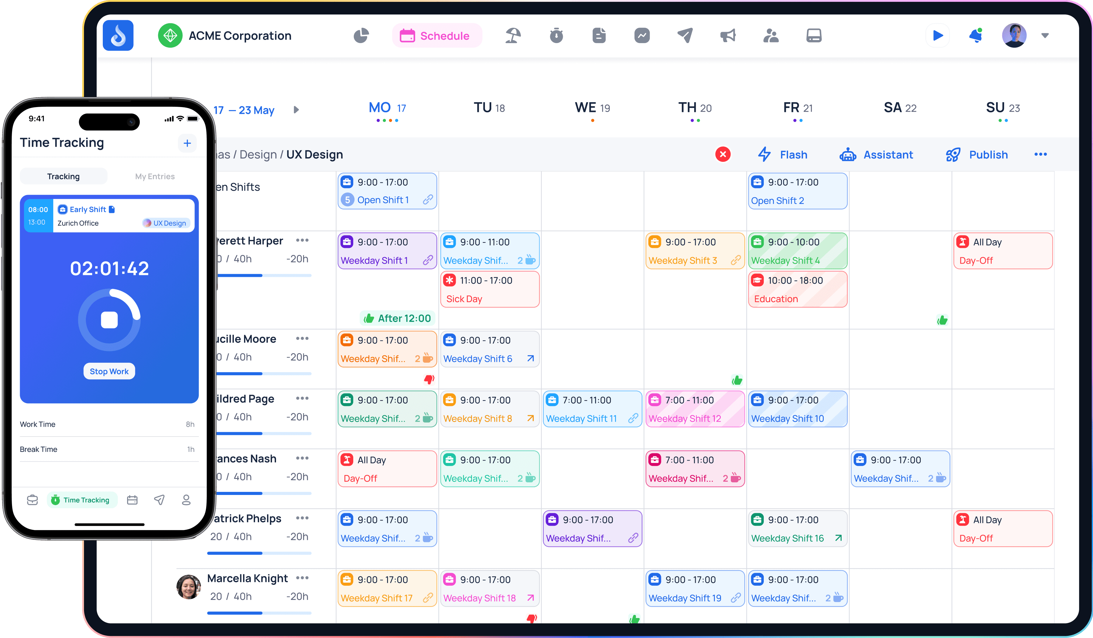 JobDone workforce scheduling on desktop and mobile